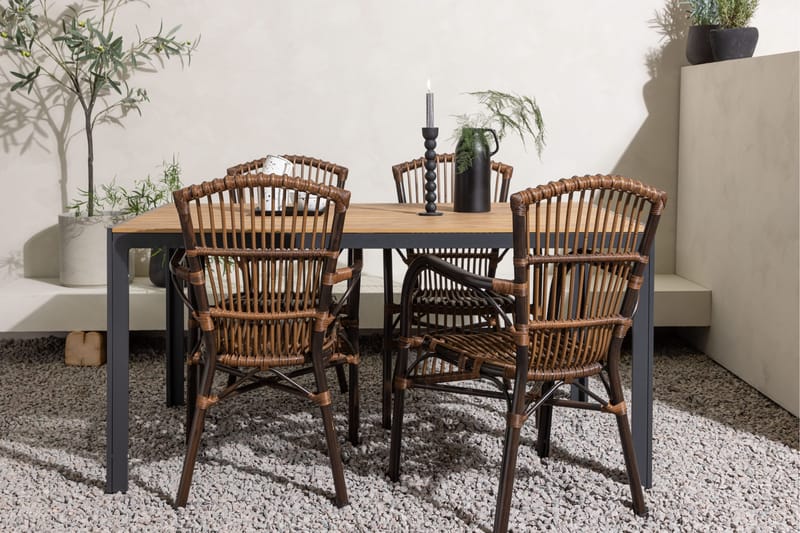 Break Matgrupp 150 cm + 4 st Galera Karmstolar Brun - Brun - Utemöbler - Utegrupp - Matgrupp utomhus