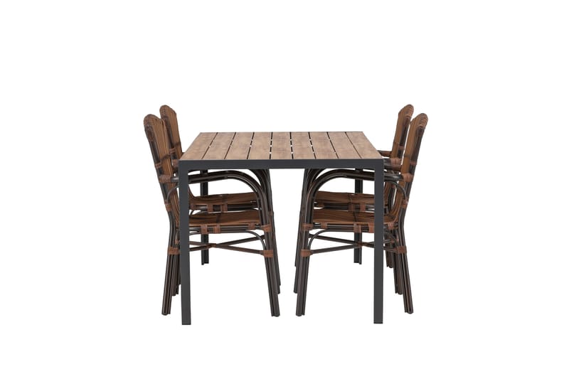 Break Matgrupp 150 cm + 4 st Galera Karmstolar Brun - Brun - Utemöbler - Utegrupp - Matgrupp utomhus