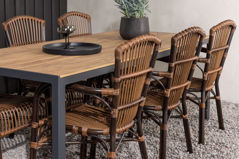 Break Matgrupp 205 cm + 6 st Galera Karmstolar Brun - Brun - Utemöbler - Utegrupp - Matgrupp utomhus