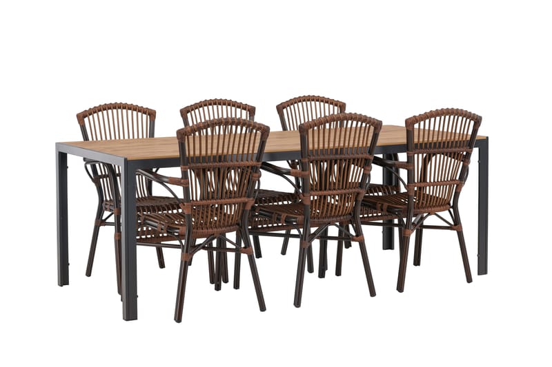 Break Matgrupp 205 cm + 6 st Galera Karmstolar Brun - Brun - Utemöbler - Utegrupp - Matgrupp utomhus