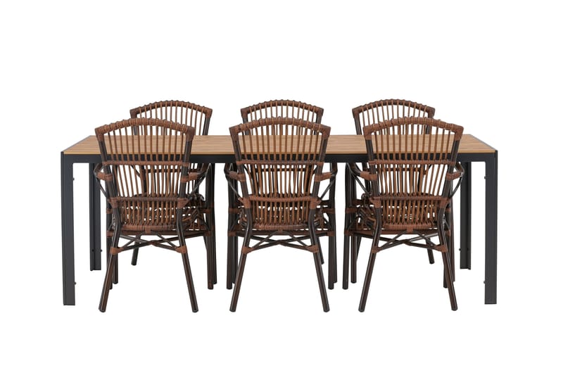 Break Matgrupp 205 cm + 6 st Galera Karmstolar Brun - Brun - Utemöbler - Utegrupp - Matgrupp utomhus