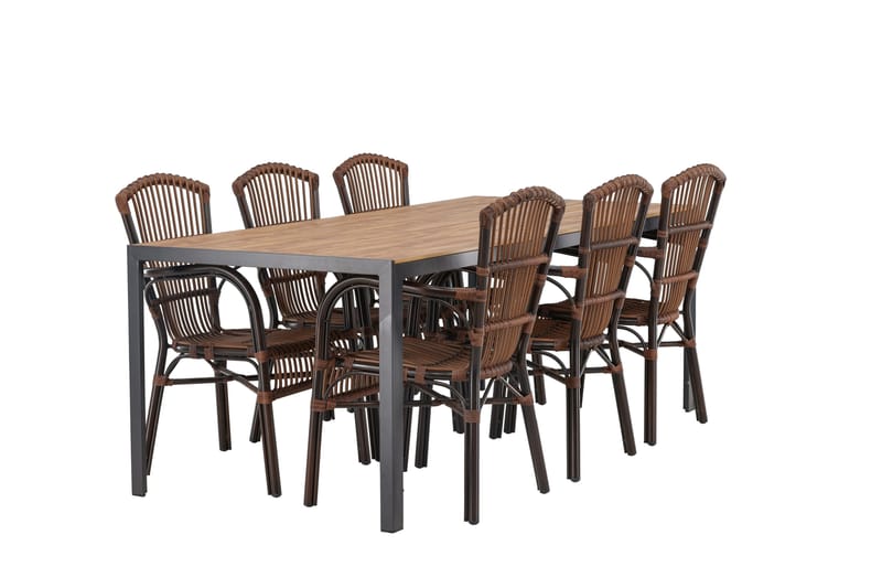 Break Matgrupp 205 cm + 6 st Galera Karmstolar Brun - Brun - Utemöbler - Utegrupp - Matgrupp utomhus