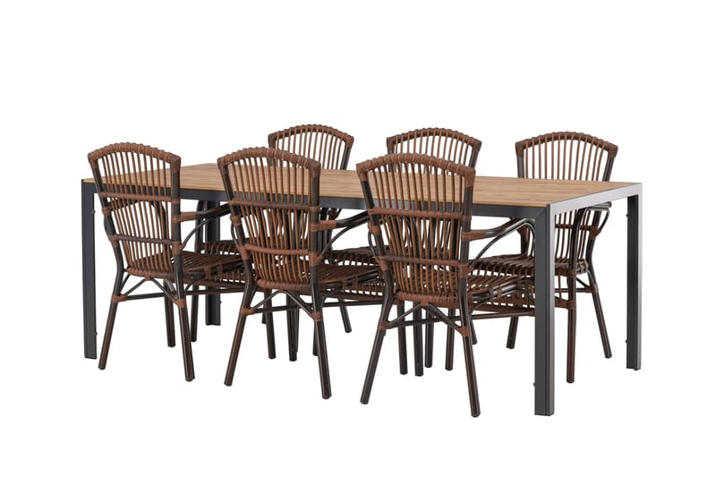 Break Matgrupp 205 cm + 6 st Galera Karmstolar Brun - Brun - Utemöbler - Utegrupp - Matgrupp utomhus