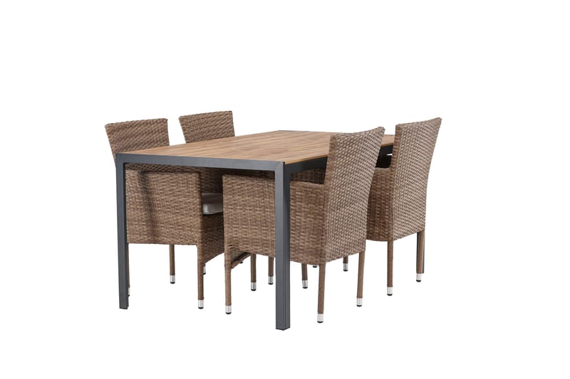 Break Matgrupp Utomhus 150 cm + 4 st Malina Karmstolar - Brun - Utemöbler - Utegrupp - Matgrupp utomhus