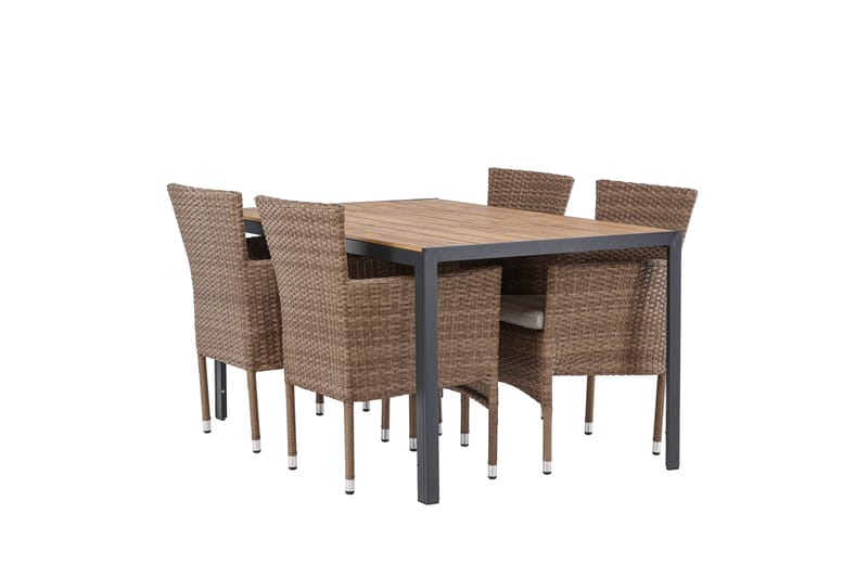 Break Matgrupp Utomhus 150 cm + 4 st Malina Karmstolar, Brun