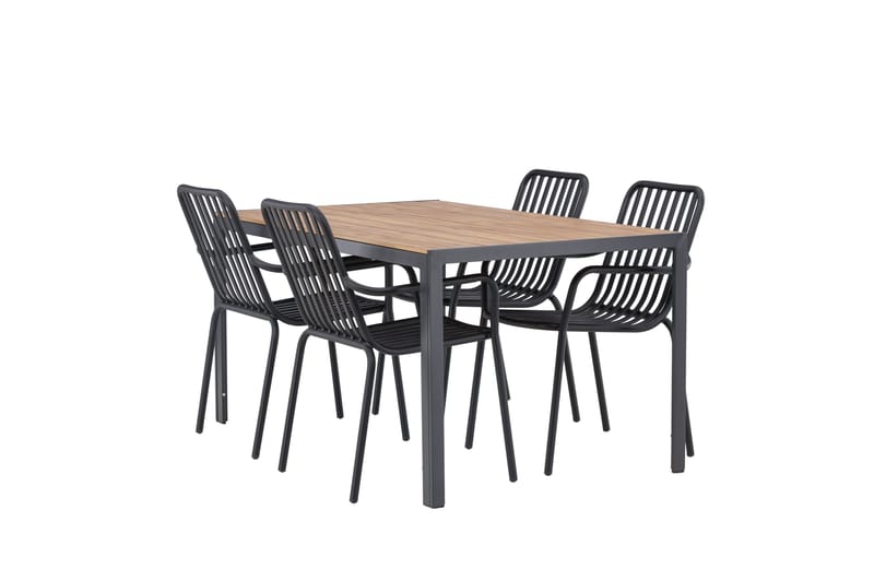 Break Matgrupp Utomhus 150 cm + 4 st Peking Karmstolar, Svart/Brun