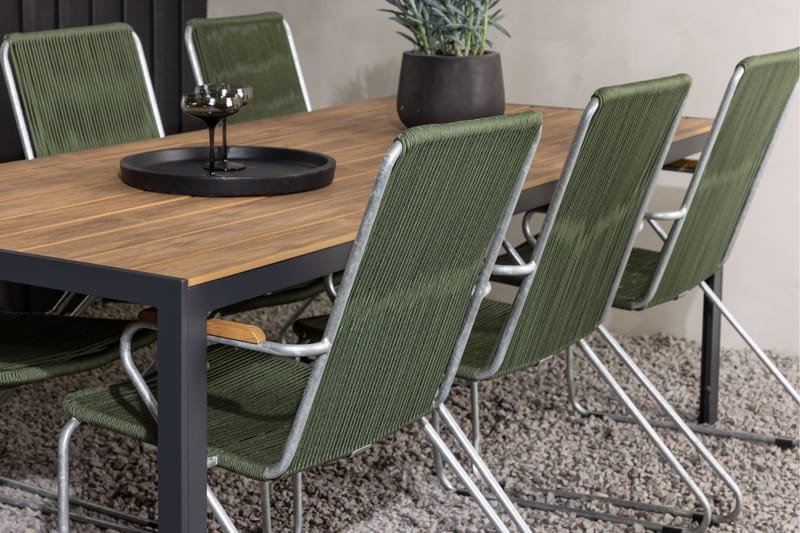 Break Matgrupp Utomhus 205 cm + 6 st Bois Karmstolar - Grön/Brun - Utemöbler - Utegrupp - Matgrupp utomhus