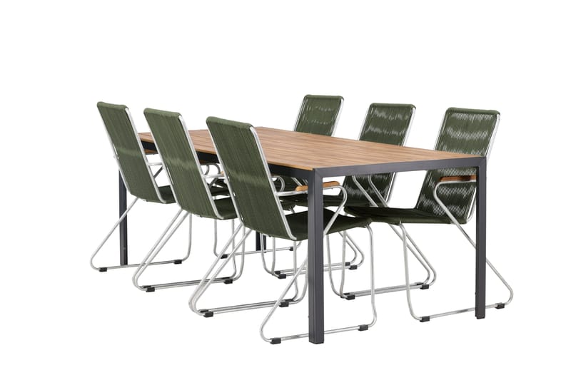 Break Matgrupp Utomhus 205 cm + 6 st Bois Karmstolar, Grön/Brun