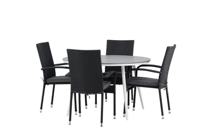 Break Matgrupp Utomhus Rund 120 cm + 4 Anna Matstol - Svart/Grå - Utemöbler - Utegrupp - Matgrupp utomhus