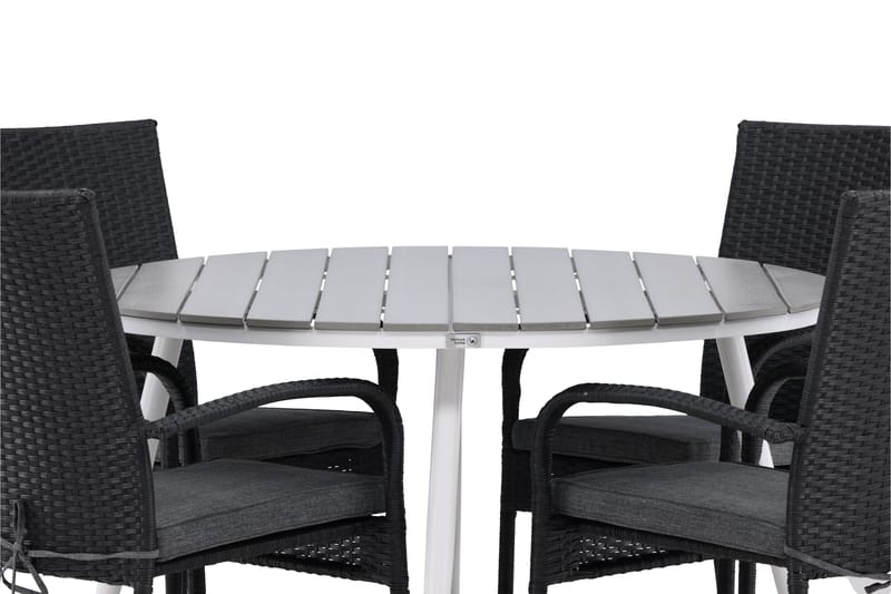 Break Matgrupp Utomhus Rund 120 cm + 4 Anna Matstol - Svart/Grå - Utemöbler - Utegrupp - Matgrupp utomhus