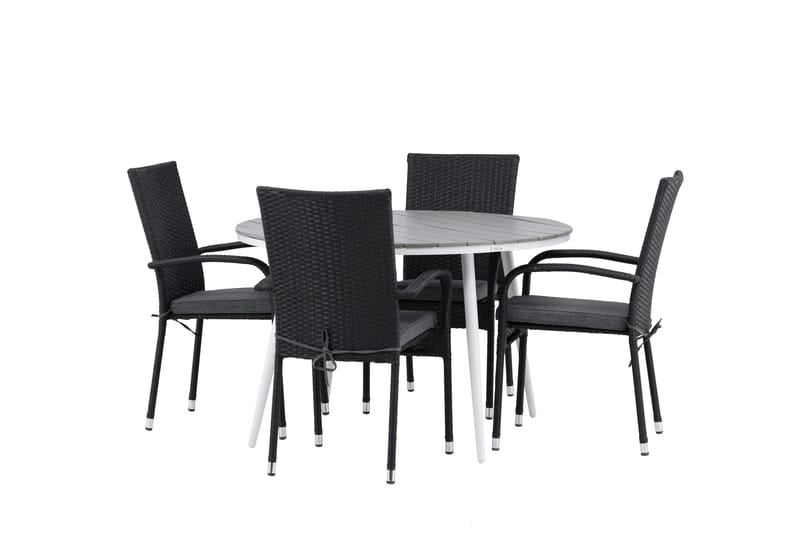 Break Matgrupp Utomhus Rund 120 cm + 4 Anna Matstol - Svart/Grå - Utemöbler - Utegrupp - Matgrupp utomhus