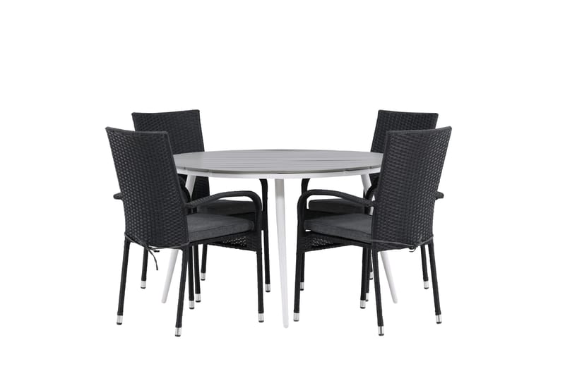 Break Matgrupp Utomhus Rund 120 cm + 4 Anna Matstol - Svart/Grå - Utemöbler - Utegrupp - Matgrupp utomhus