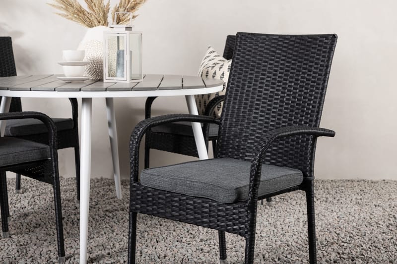 Break Matgrupp Utomhus Rund 120 cm + 4 Anna Matstol - Svart/Grå - Utemöbler - Utegrupp - Matgrupp utomhus