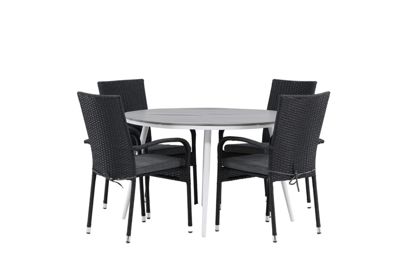 Break Matgrupp Utomhus Rund 120 cm + 4 Anna Matstol - Svart/Grå - Utemöbler - Utegrupp - Matgrupp utomhus