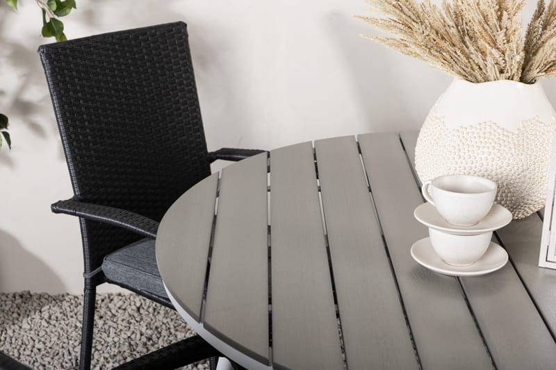 Break Matgrupp Utomhus Rund 120 cm + 4 Anna Matstol - Svart/Grå - Utemöbler - Utegrupp - Matgrupp utomhus