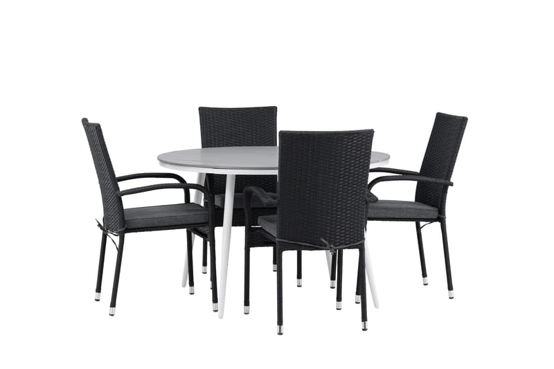 Break Matgrupp Utomhus Rund 120 cm + 4 Anna Matstol - Svart/Grå - Utemöbler - Utegrupp - Matgrupp utomhus