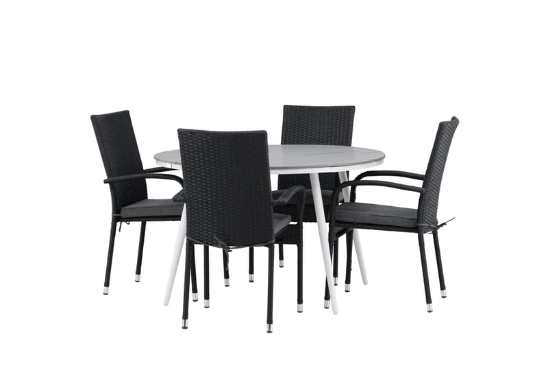 Break Matgrupp Utomhus Rund 120 cm + 4 Anna Matstol - Svart/Grå - Utemöbler - Utegrupp - Matgrupp utomhus