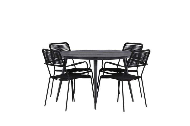Break Matgrupp Utomhus Rund 120 cm + 4 Lindos Karmstol - Svart - Utemöbler - Utegrupp - Matgrupp utomhus