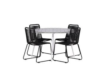 Break Matgrupp Utomhus Rund 120 cm + 4 Lindos Stapelbar Stol
