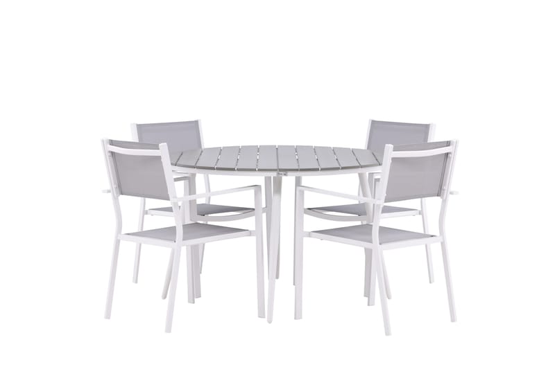 Break Matgrupp Utomhus Rund 120 cm + 4 st Copacabana Stolar - Vit - Utemöbler - Utegrupp - Matgrupp utomhus