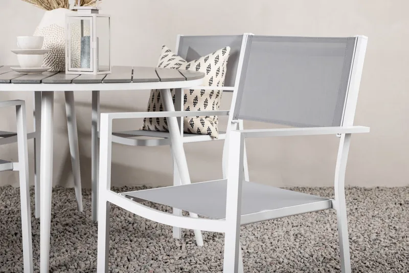 Break Matgrupp Utomhus Rund 120 cm + 4 st Copacabana Stolar - Vit - Utemöbler - Utegrupp - Matgrupp utomhus