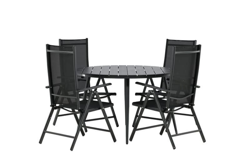 Break Matgrupp Utomhus Rund 120cm + 4 Break Positionsstol - Svart - Utemöbler - Utegrupp - Matgrupp utomhus