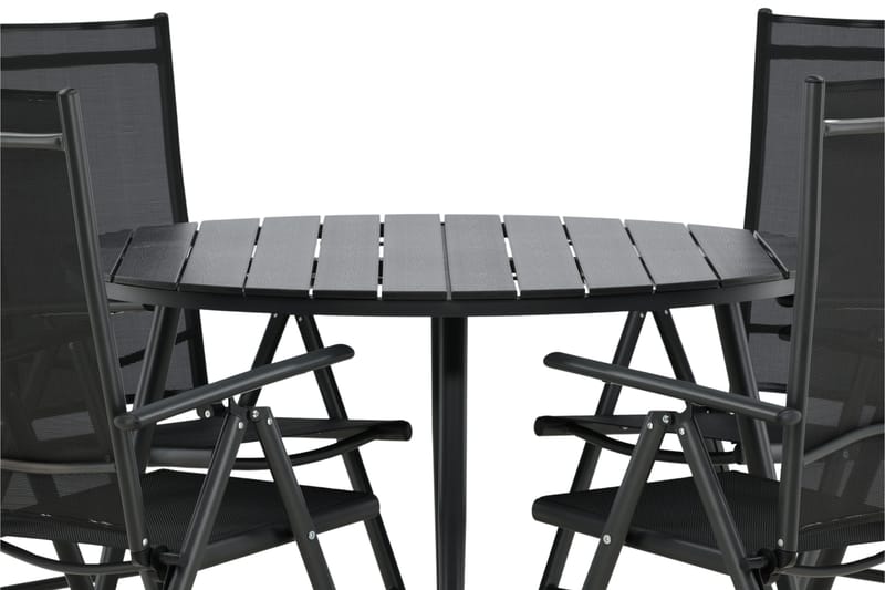 Break Matgrupp Utomhus Rund 120cm + 4 Break Positionsstol - Svart - Utemöbler - Utegrupp - Matgrupp utomhus