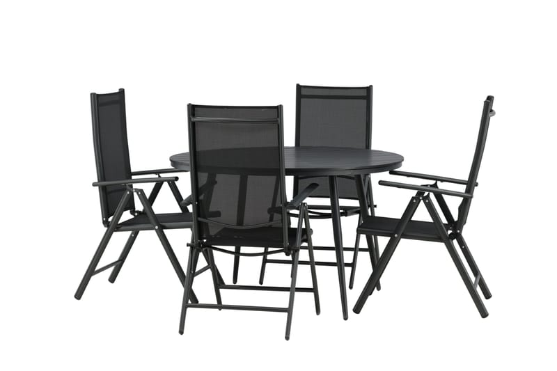 Break Matgrupp Utomhus Rund 120cm + 4 Break Positionsstol - Svart - Utemöbler - Utegrupp - Matgrupp utomhus