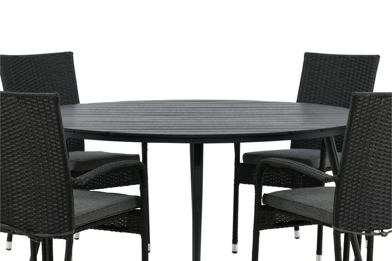 Break Matgrupp Utomhus Rund 150 cm + 6 Anna Matstol - Svart - Utemöbler - Utegrupp - Matgrupp utomhus