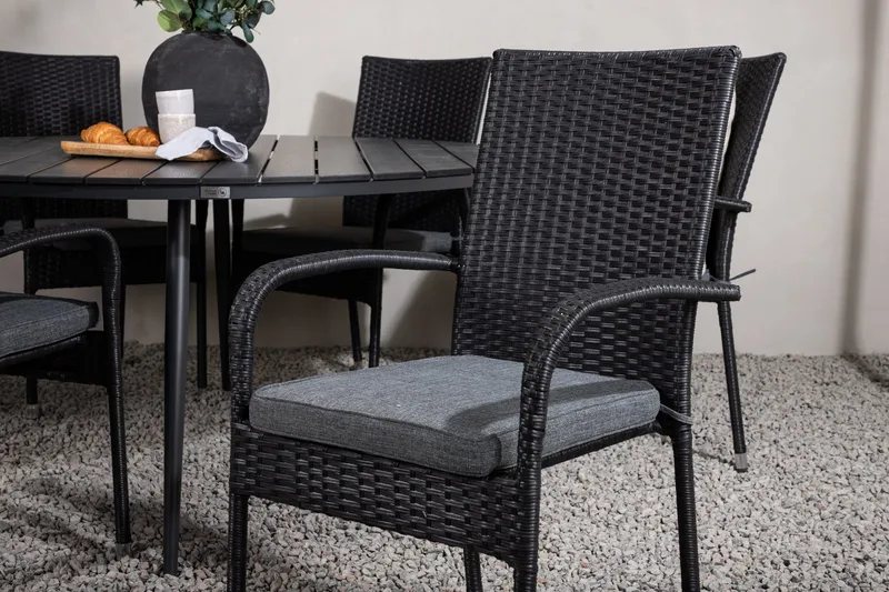 Break Matgrupp Utomhus Rund 150 cm + 6 Anna Matstol - Svart - Utemöbler - Utegrupp - Matgrupp utomhus