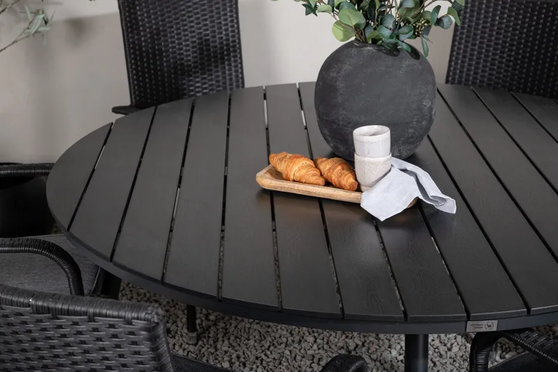 Break Matgrupp Utomhus Rund 150 cm + 6 Anna Matstol - Svart - Utemöbler - Utegrupp - Matgrupp utomhus