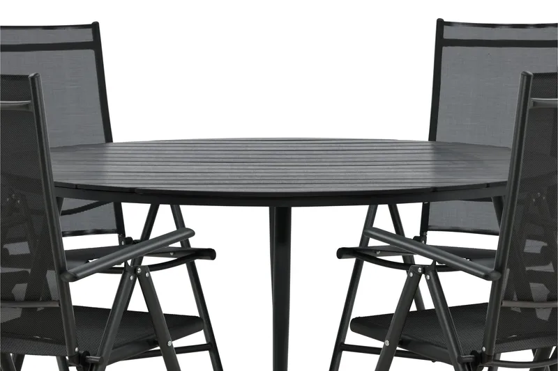 Break Matgrupp Utomhus Rund 150 cm + 6 Break Positionsstol - Svart - Utemöbler - Utegrupp - Matgrupp utomhus