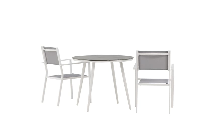 Break Matgrupp Utomhus Rund 70 cm + 2 st Copacabana Stapelbara Stola - Vit - Utemöbler - Utegrupp - Matgrupp utomhus