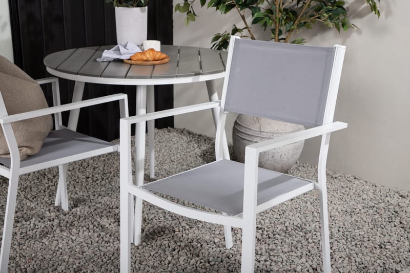 Break Matgrupp Utomhus Rund 70 cm + 2 st Copacabana Stapelbara Stola - Vit - Utemöbler - Utegrupp - Matgrupp utomhus