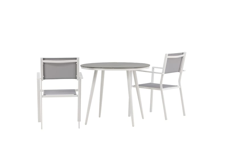 Break Matgrupp Utomhus Rund 70 cm + 2 st Copacabana Stapelbara Stola - Vit - Utemöbler - Utegrupp - Matgrupp utomhus