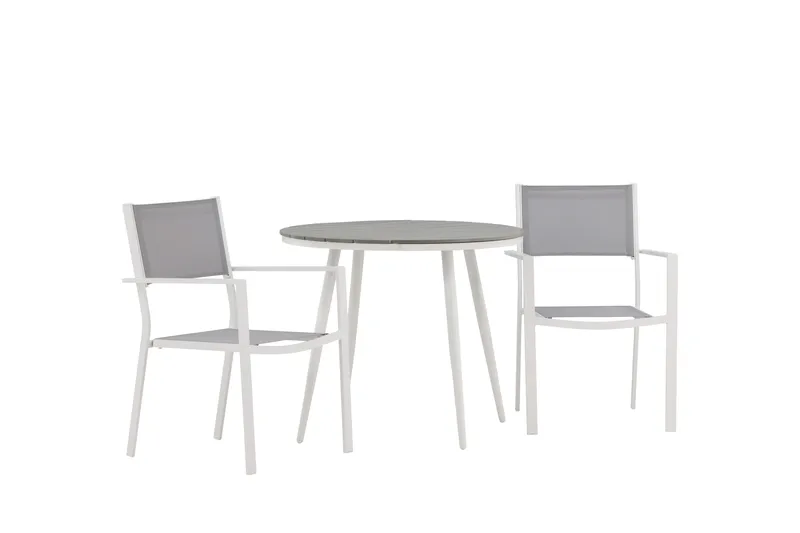 Break Matgrupp Utomhus Rund 70 cm + 2 st Copacabana Stapelbara Stola - Vit - Utemöbler - Utegrupp - Matgrupp utomhus