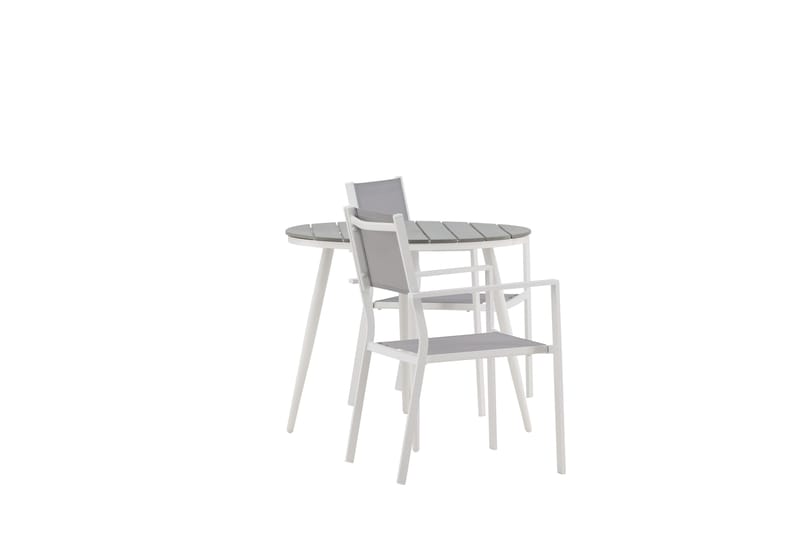 Break Matgrupp Utomhus Rund 70 cm + 2 st Copacabana Stapelbara Stola - Vit - Utemöbler - Utegrupp - Matgrupp utomhus
