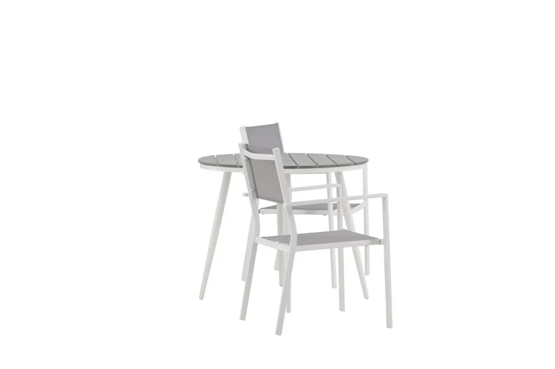 Break Matgrupp Utomhus Rund 70 cm + 2 st Copacabana Stapelbara Stola - Vit - Utemöbler - Utegrupp - Matgrupp utomhus
