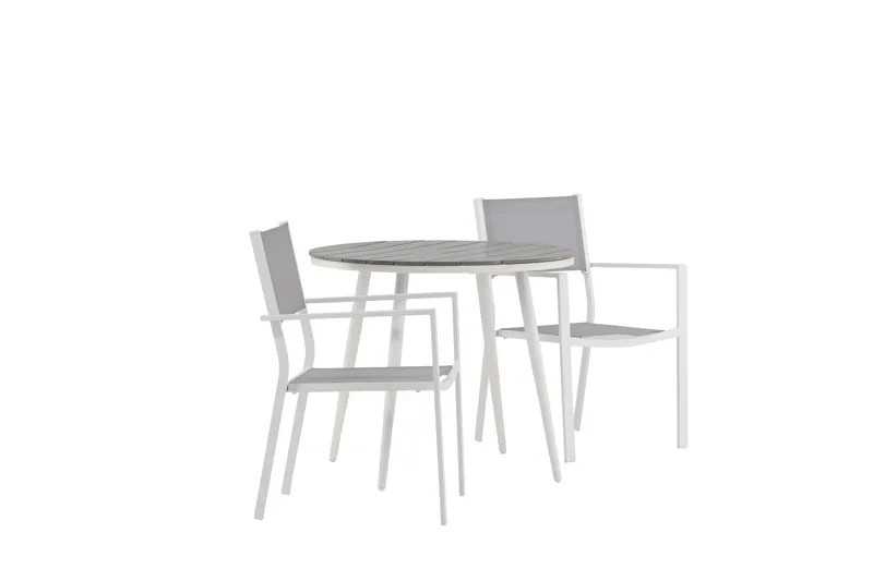 Break Matgrupp Utomhus Rund 70 cm + 2 st Copacabana Stapelbara Stola - Vit - Utemöbler - Utegrupp - Matgrupp utomhus