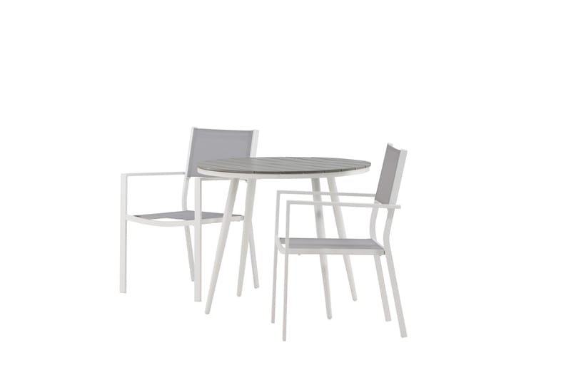 Break Matgrupp Utomhus Rund 70 cm + 2 st Copacabana Stapelbara Stola - Vit - Utemöbler - Utegrupp - Matgrupp utomhus