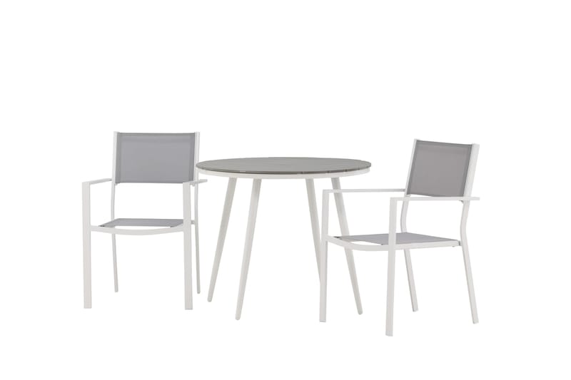 Break Matgrupp Utomhus Rund 70 cm + 2 st Copacabana Stapelbara Stola - Vit - Utemöbler - Utegrupp - Matgrupp utomhus