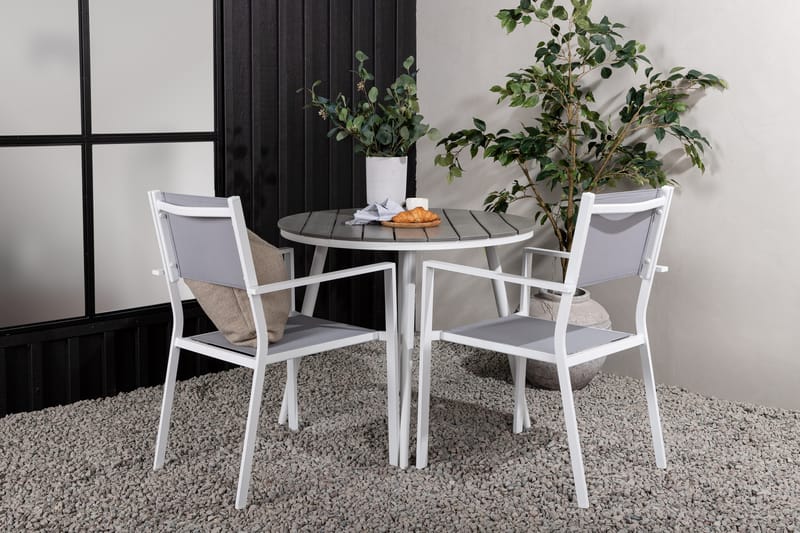 Break Matgrupp Utomhus Rund 70 cm + 2 st Copacabana Stapelbara Stola - Vit - Utemöbler - Utegrupp - Matgrupp utomhus