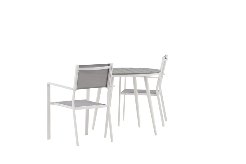 Break Matgrupp Utomhus Rund 70 cm + 2 st Copacabana Stapelbara Stola - Vit - Utemöbler - Utegrupp - Matgrupp utomhus