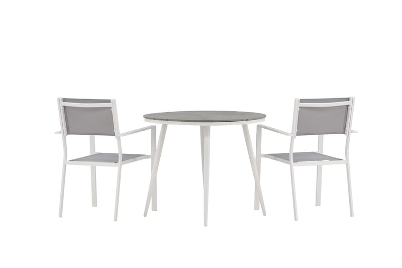 Break Matgrupp Utomhus Rund 70 cm + 2 st Copacabana Stapelbara Stola - Vit - Utemöbler - Utegrupp - Matgrupp utomhus