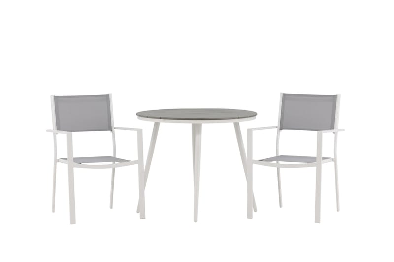 Break Matgrupp Utomhus Rund 70 cm + 2 st Copacabana Stapelbara Stola - Vit - Utemöbler - Utegrupp - Matgrupp utomhus
