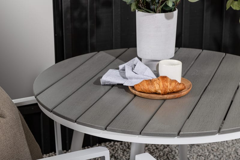 Break Matgrupp Utomhus Rund 70 cm + 2 st Copacabana Stapelbara Stola - Vit - Utemöbler - Utegrupp - Matgrupp utomhus