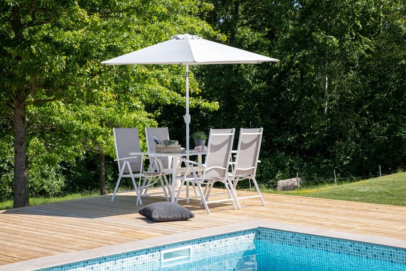 Brekki Matgrupp Utomhus 150cm + 6 Matstolar Utomhus - Grå/Vit - Utemöbler - Utegrupp - Matgrupp utomhus