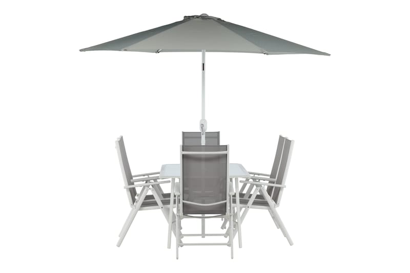Brekki Matgrupp Utomhus 150cm + 6 Matstolar Utomhus - Grå/Vit - Utemöbler - Utegrupp - Matgrupp utomhus