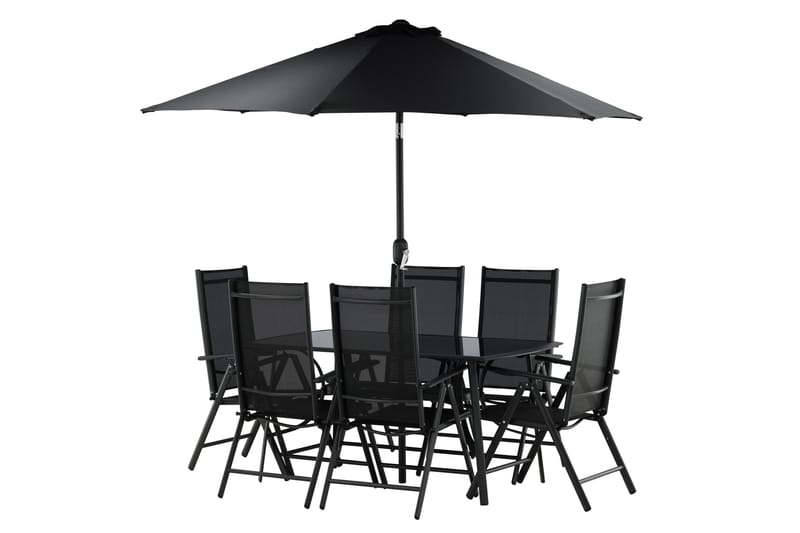 Brekki Matgrupp Utomhus 150cm + 6 Matstolar Utomhus - Svart - Utemöbler - Utegrupp - Matgrupp utomhus