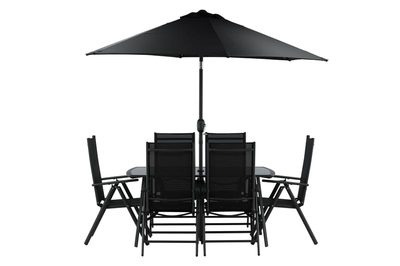 Brekki Matgrupp Utomhus 150cm + 6 Matstolar Utomhus - Svart - Utemöbler - Utegrupp - Matgrupp utomhus